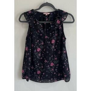 Women's Small JUICY COUTURE Sleeveless Ruffled Collar Floral Top